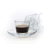 Pasabahce Vela Espresso Clear Glass Cup-Saucer Set of 6 (12pcs in total)
