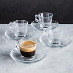 Pasabahce Vela Espresso Clear Glass Cup-Saucer Set of 6 (12pcs in total)