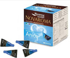 Novaroma Anice(Sambuca) packaging with small blue containers of sugar sachets.