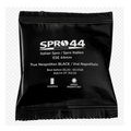 A black glossy plastic pouch of SPRO44 Italian Spro / Spro Italien ESE 44mm, labeled 'True Neapolitan BLACK / Vrai Napolitain', on a transparent checkered background.
