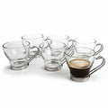 Bormioli Rocco Oslo Espresso Cup with Stainless Steel Handle, 100ml(3.5 Ounce), Set of 6