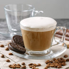 Pasabahce Vela Cappuccino Clear Glass Cup-Saucer Set of 6 (12pc total)