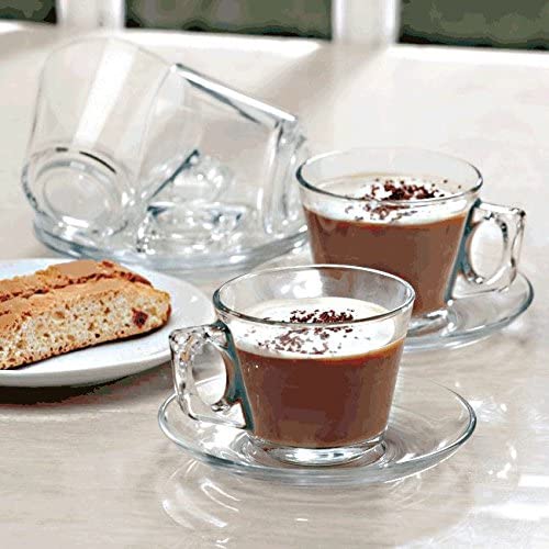 Pasabahce Vela Espresso Clear Glass Cup-Saucer Set of 6 (12pcs in total)