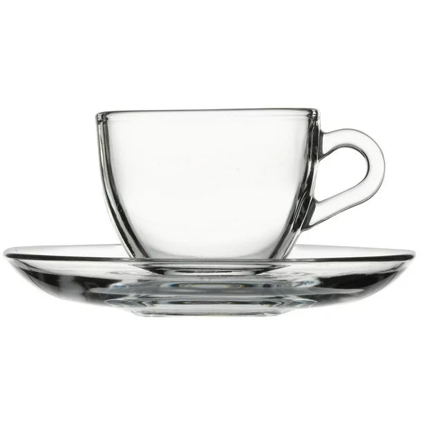 Pasabahce Basic Espresso Clear Glass Cup-Saucer Set for 6 (12pcs)