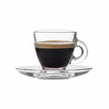 LAV "Roma" Small Demitasse Clear Glass Espresso Drinkware, Set of 6 Cups/Saucers (12pc total)