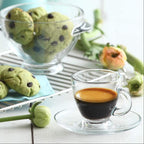 LAV "Roma" Small Demitasse Clear Glass Espresso Drinkware, Set of 6 Cups/Saucers (12pc total)